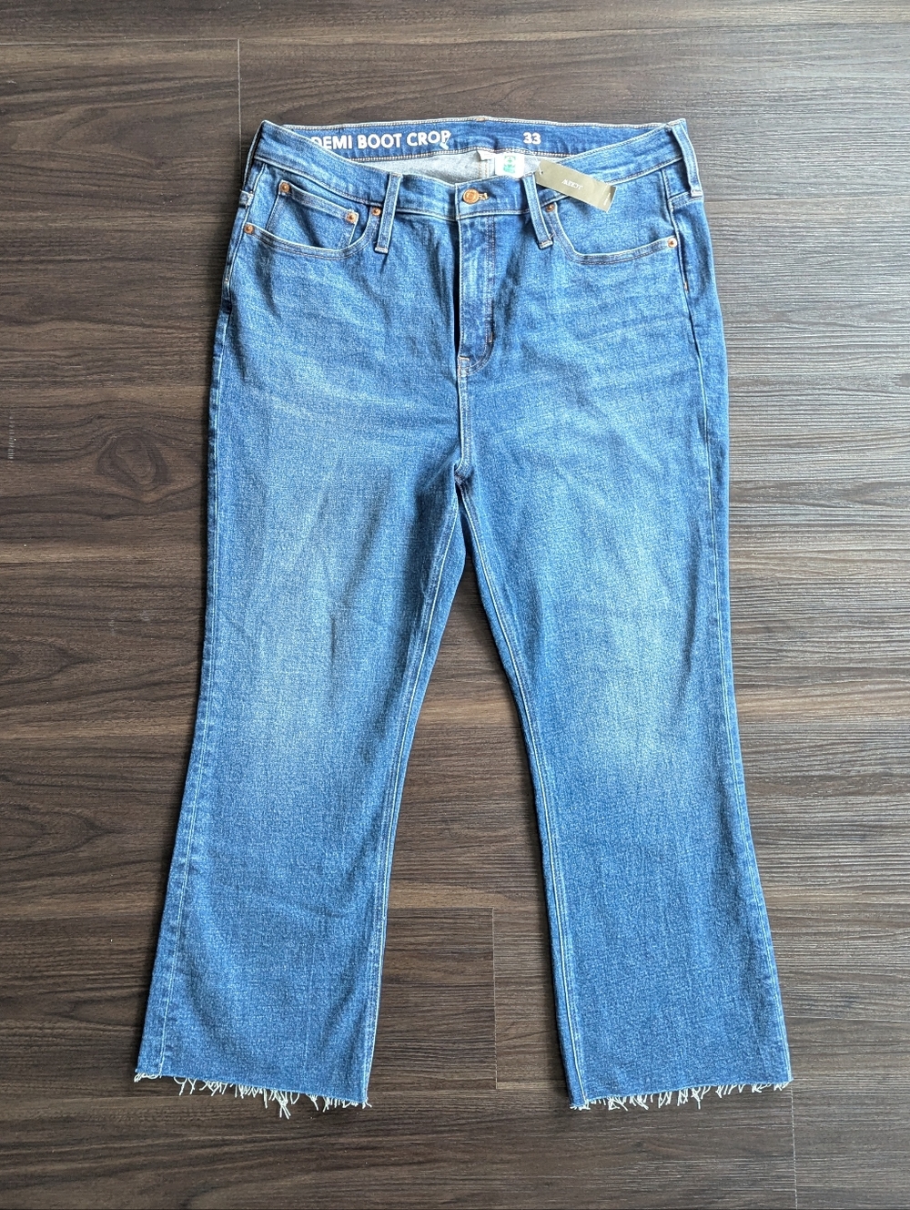 NWT J.Crew Demi-Boot Crop Jeans Size 33 High Rise Raw Hem Medium Wash Boho Twee